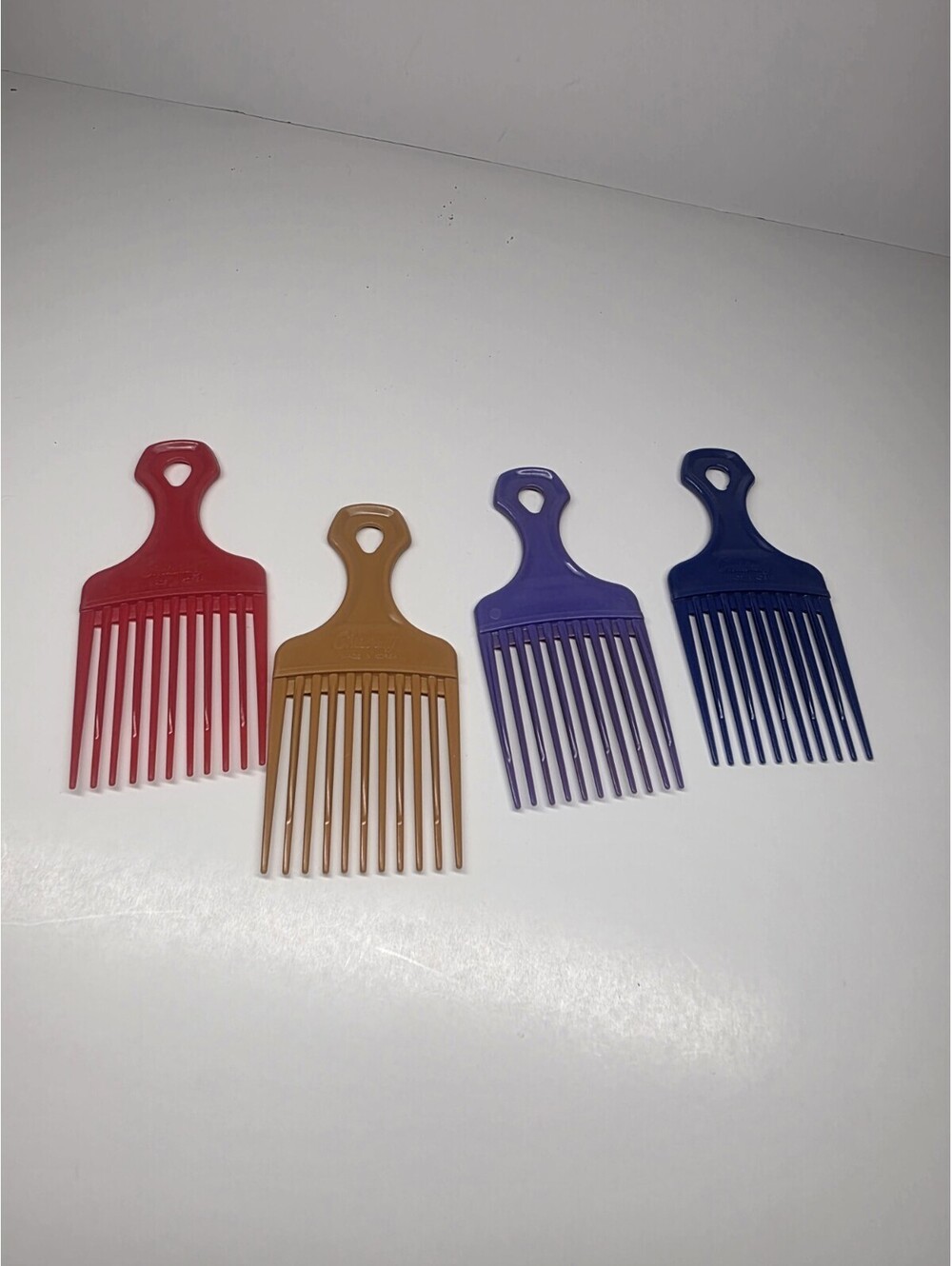 VTG 80s Hair Pick Lift Combs Dipped Colored Tip Set of 4